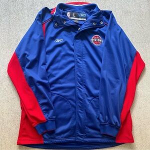 2005 Reebok Detroit Pistons NBA On Court Warm Up Jacket Men's SZ L Pro Cut Rare